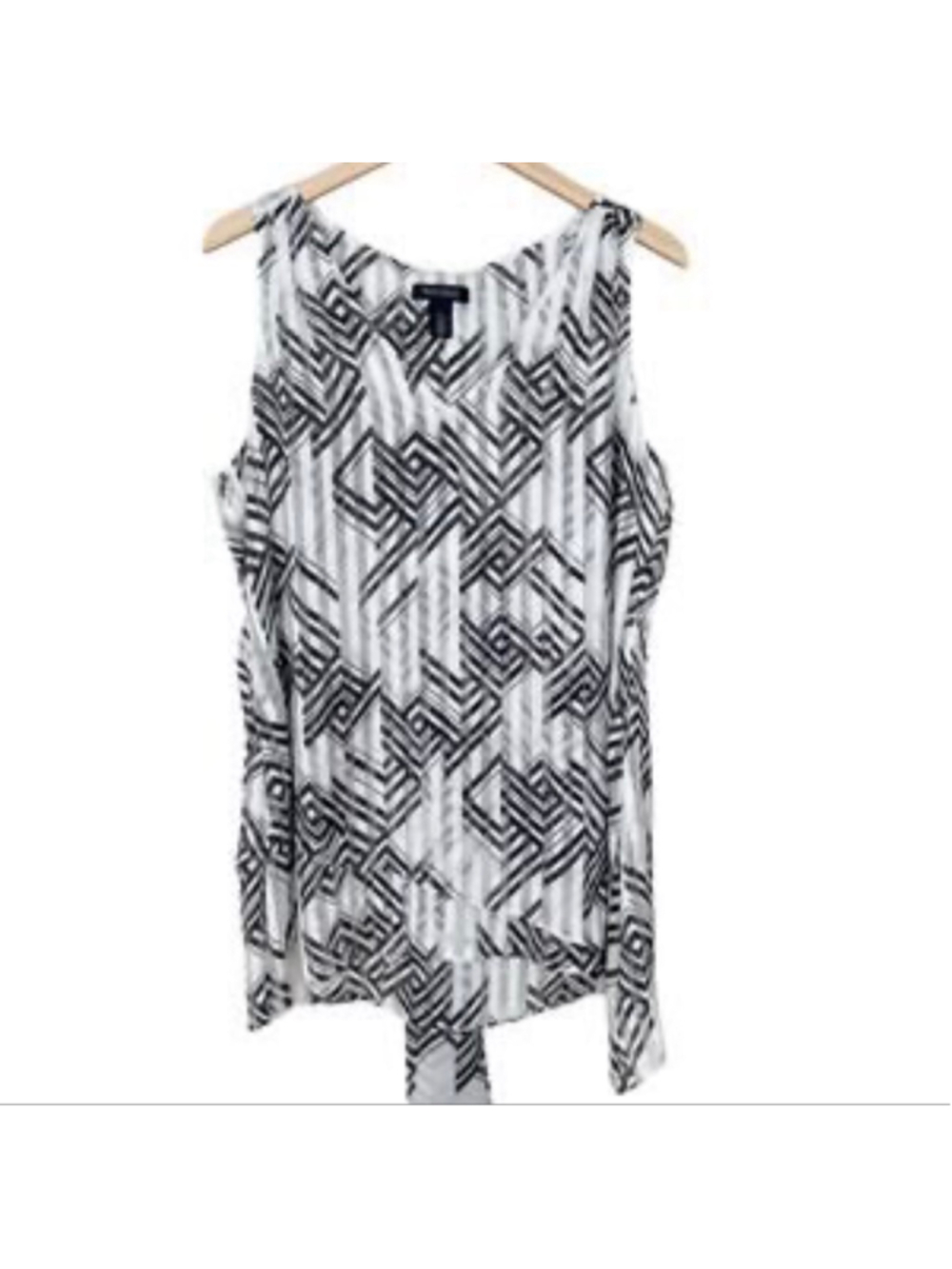 Women's White House Black Market Geometric Sleeveless Top M White Black